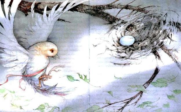 голубка и гнездо с яичком