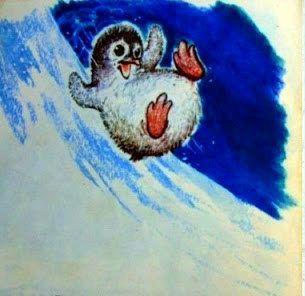 Пингвинёнок съехал с горы