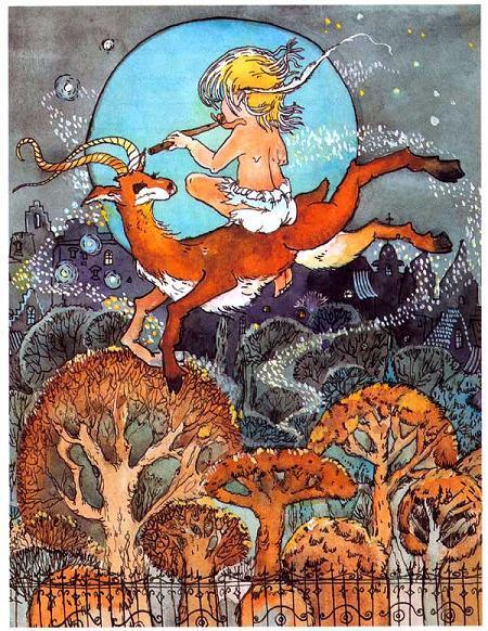 Питер Пэн в Кенсингтонском Саду (повесть) Питер Пэн верхом на антилопе играет на дудочке