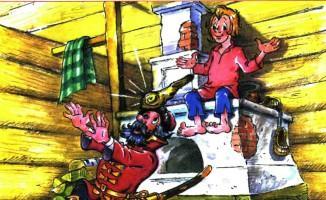 Емаля на печи дубина избивает посланника царя