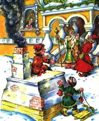 Емеля приехал на печи к царю