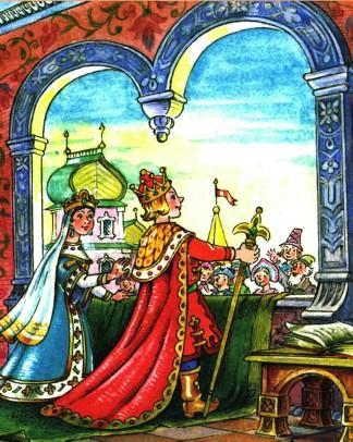 Емеля становится царем и берет в жены Марью-царевну