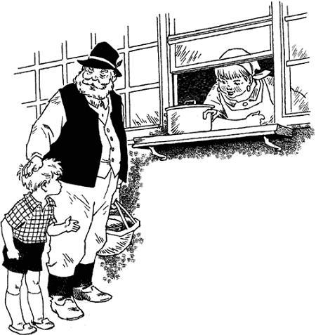 Поездка Гонзика в деревню (повесть) Мальчик Гонзик и дедушка пришли к магазину