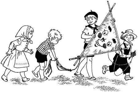 дети и воздушный змей