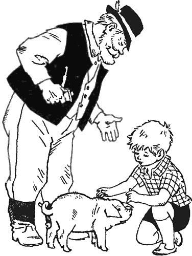 Мальчик Гонзик дедушка и поросёнок