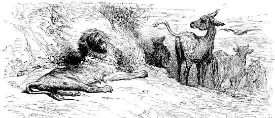 Престарелый лев, кабан, бык и осёл