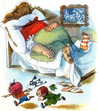 сказка-повесть: Приключения Чиполлино кавалер помидор спит земляничка и вишинка воруют ключ