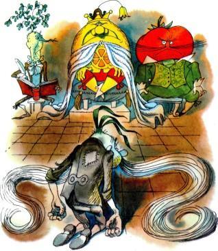 сказка-повесть: Приключения Чиполлино Лук Порей на допросе у короля-Лимона синьер помидор