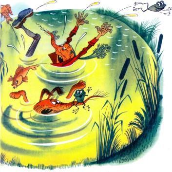 сказка-повесть: Приключения Чиполлино Мистер Моркоу и собака держи-хватай упали в озеро