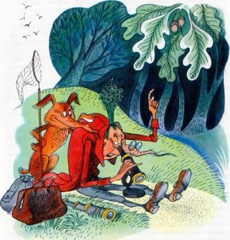 сказка-повесть: Приключения Чиполлино Мистер Моркоу с микроскопом ищет следы собака держи-хватай