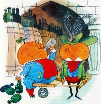 сказка-повесть: Приключения Чиполлино Герцог Мандарин и барон Апельсин в винном погребе