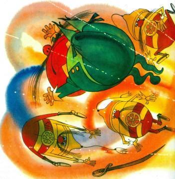 сказка-повесть: Приключения Чиполлино взрыв синьор помидор и солдаты лимоны разлетелись в стороны