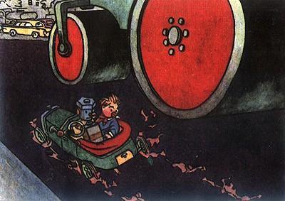 Приключения Карандаша и Самоделкина (сказка-повесть) Карандаш и Самоделкин обгоняют асфальтоукладочный каток