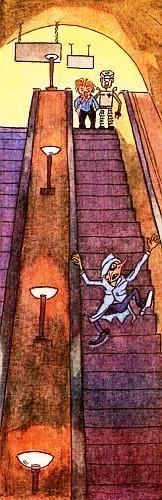 Карандаш и Самоделкин на эскалаторе метро