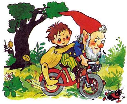 Нодди едет на велосипеде