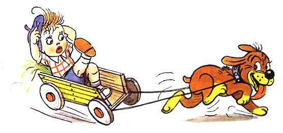 Пиф превратился коня, а Дуду — в кучера.