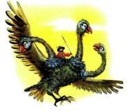 житель луны на трехглавой птице