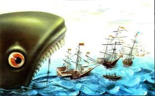 морское чудовище выплевывает флот