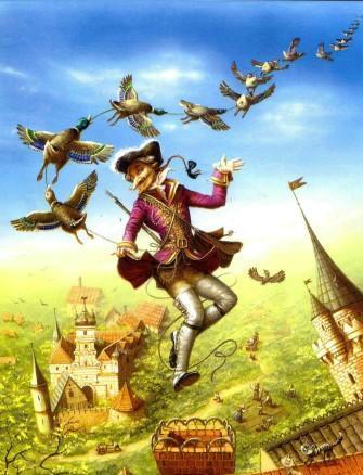 барон Мюнхаузен и нанизанные утки