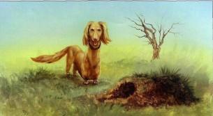 собака охотничья у норы