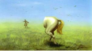 задняя половина лошади на лугу