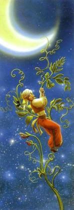 барон Мюнхаузен лезет на луну по бобовому стеблю