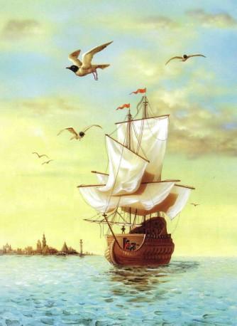 корабль в море