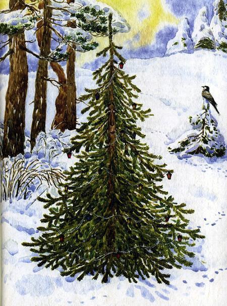 елочка в лесу заснеженом