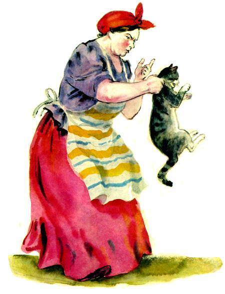 хозяйка наказывает кошку