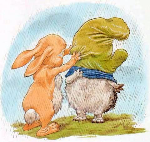 Ёжик с варежкой на голове  и  Кролик