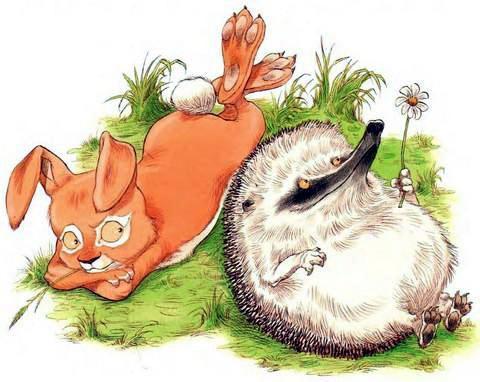 Ёжик и Кролик лежат на лужайке