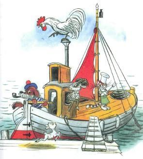 Сказка: Про козленка который умел считать до десяти (иллюстрации: Сутеев В.) корабль со зверями козленок