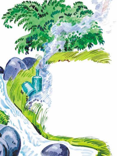 бутылки у ручья