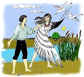 девушка обратилась в лебедя