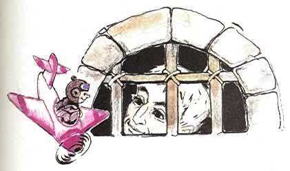 Путешествие Голубой Стрелы (сказка-повесть) Сидящий Пилот на аэроплане у решетки