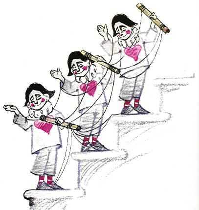 Путешествие Голубой Стрелы (сказка-повесть) марионетки на ступеньках