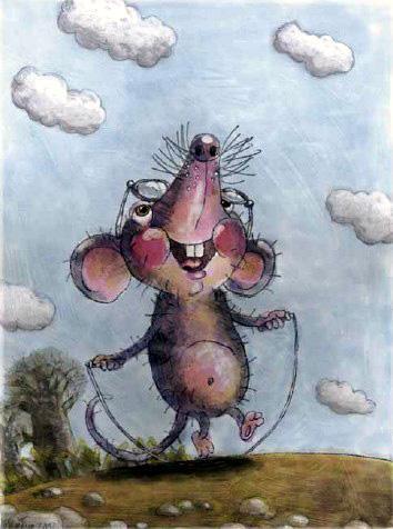 мышка мышь мышонок скачет на скакалке