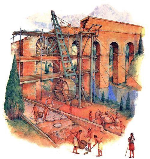 Строительство акведука и дороги во времена Древнего Рима.
