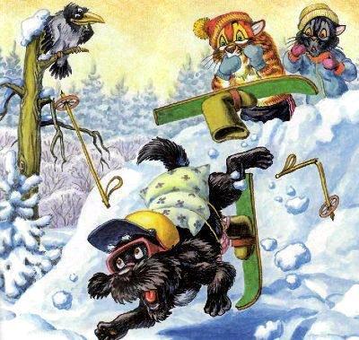 Как Пузик и Тузик раскрыли заговор (сказка) кот Пузик и пёс Тузик упал с лыжами с горки