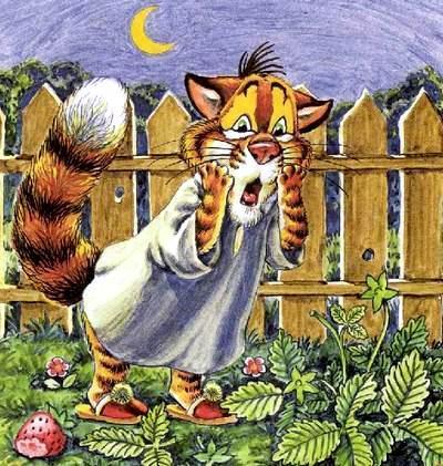 кот Пузик ночью в пижаме вышел на улицу