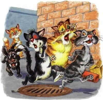 Как подружились Пузик и Тузик (сказка) кот Пузик и пёс Тузик прогнал мусорных котов