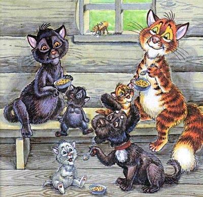 кот Пузик и пёс Тузик кошка и котята