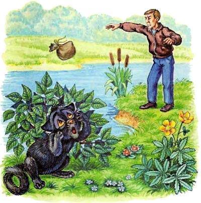 незнакомец кинул мешок в воду кошка увидела