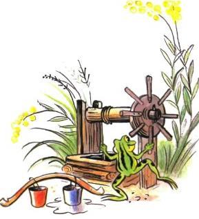 сказка: Разные колеса лягушка у колодца с водой