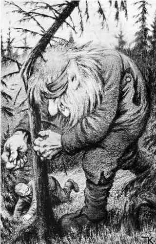 Рыжий Лис и Аскеладд (сказка) Аскеладд и огромный троль ломает дерево головой