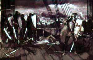 Строй французских стрелков поредел, а на баркасе 