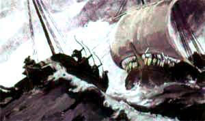 морской бой в шторм