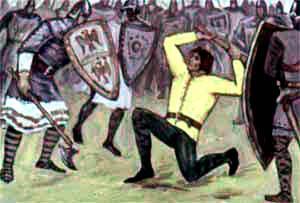 Маленький Джон отбивался от наседавших на него врагов