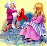 девушка и веселящийся радосный гном