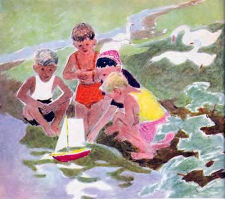 Самое страшное (рассказ) дети запускают кораблик в ручей